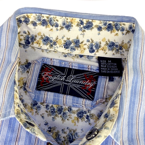 English Laundry Embroidered Blue Stripe Shirt - Picture 8 of 8